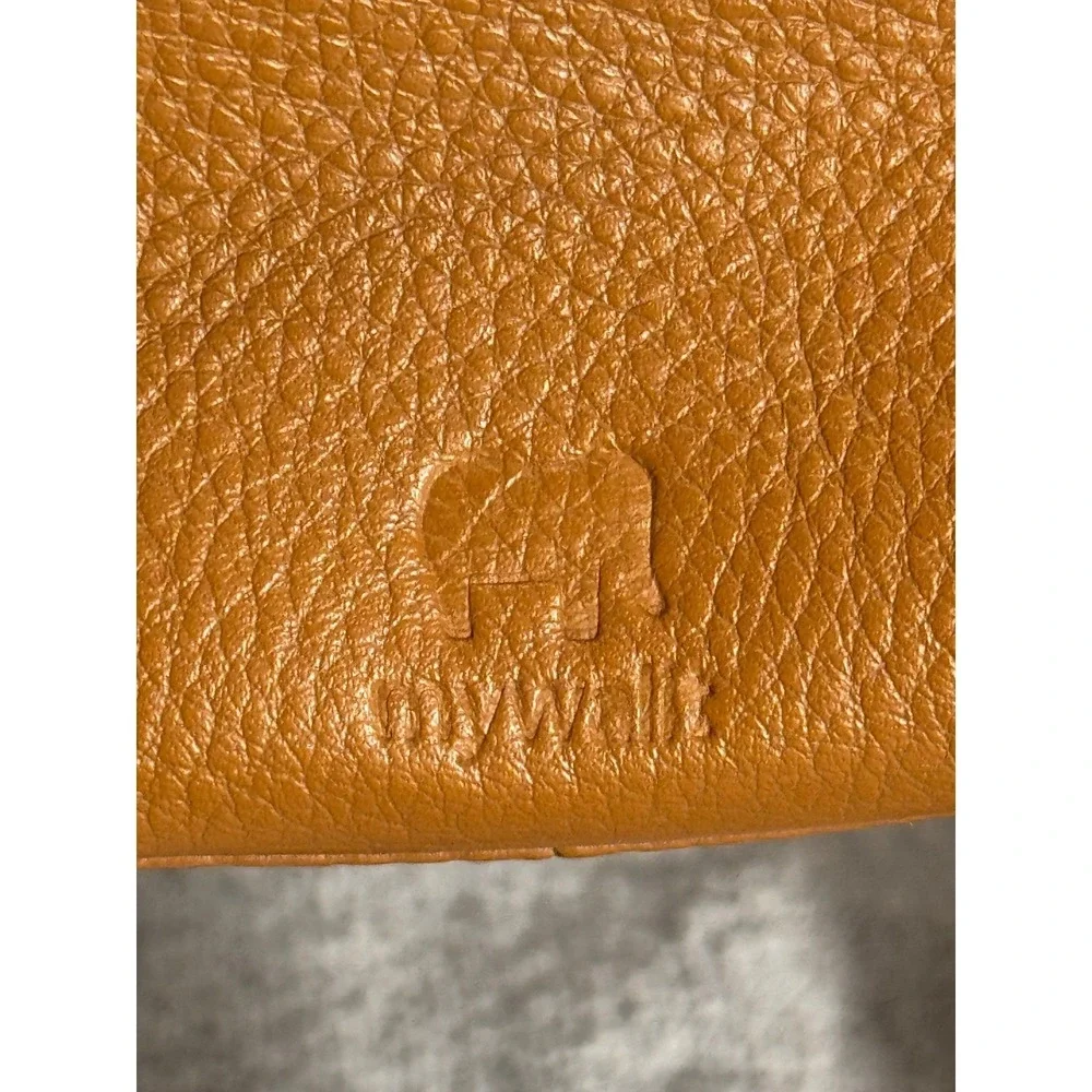 MyWalit Leather Brown  Backpack purse with orange trim Shoulder Bag‎ Italy